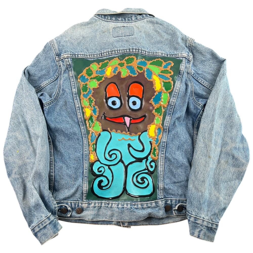 Vintage 80s Levi’s 70506 Hand Painted Denim Trucker Jacket Men’s 36 XS/S